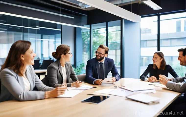 기업경영지도사와 기업 문화 개선 - **Prompt:** "A vibrant, modern office space bathed in warm, natural light. Diverse professionals of ...