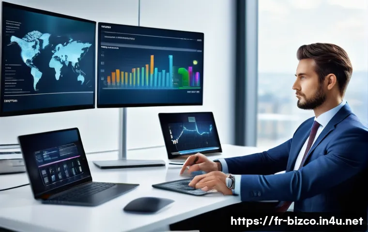 기업경영지도사 자격증 관련 최신 뉴스 - A modern business consultant in a sleek office environment, working on a large touchscreen displayin...