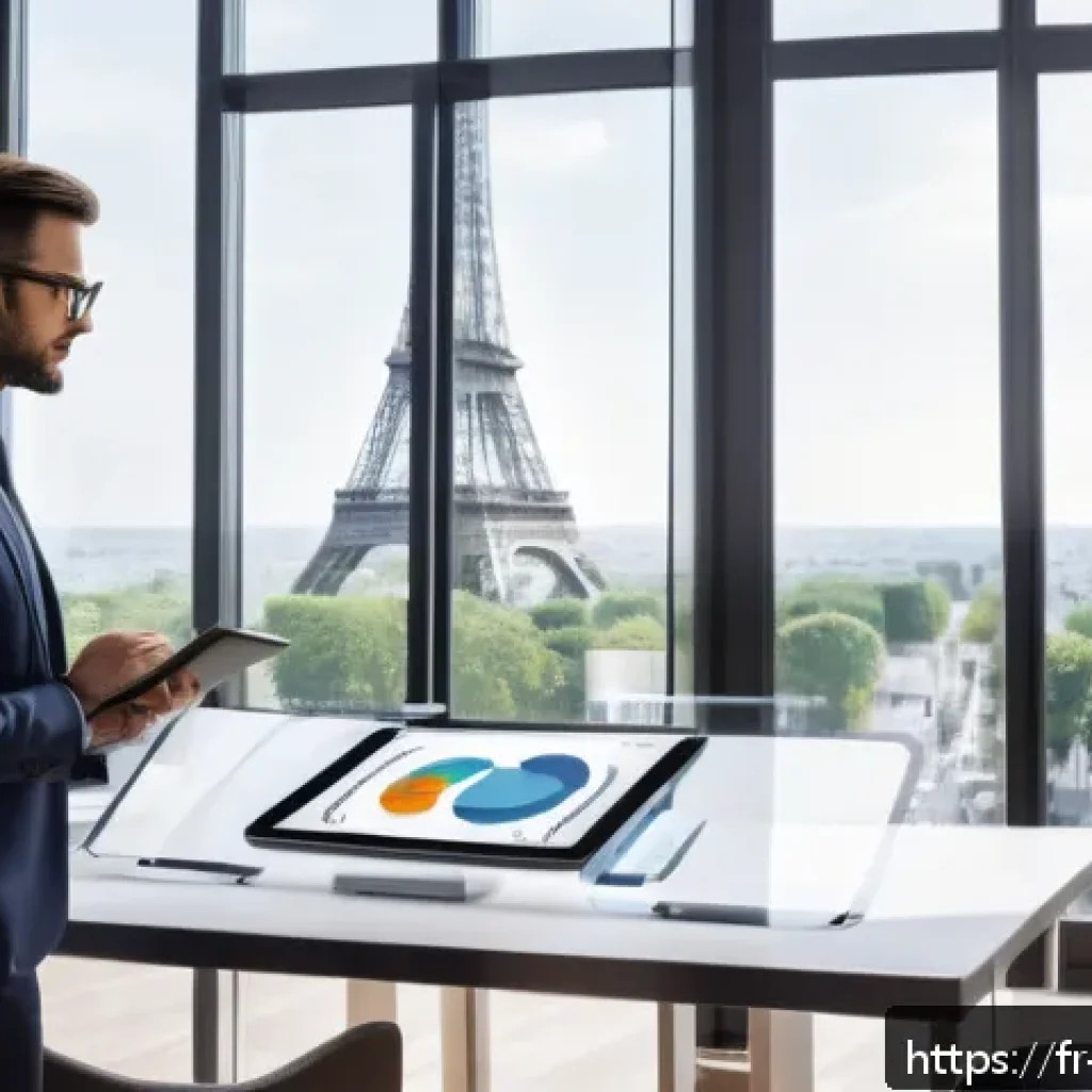 기업경영지도사 자격증의 가치와 한계 - A modern French small business office scene showing a professional business consultant presenting fi...