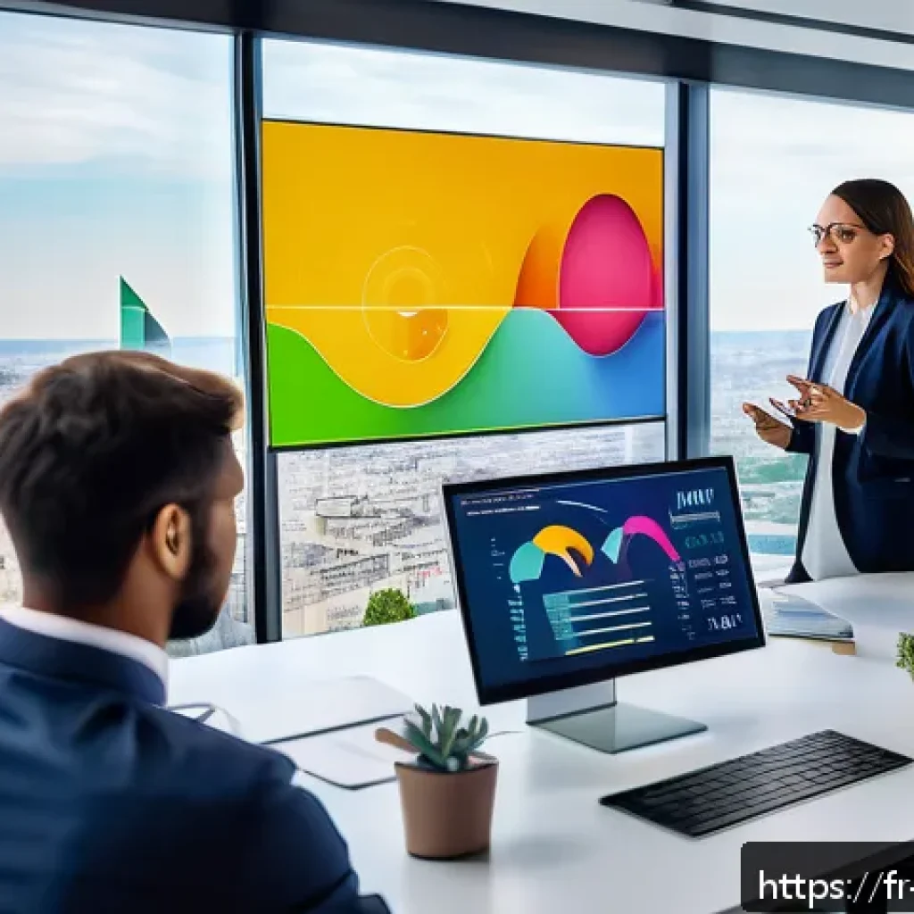 기업경영지도사와 고객 데이터 관리 - A modern office scene showing a diverse team of French marketing and data analysts collaborating aro...