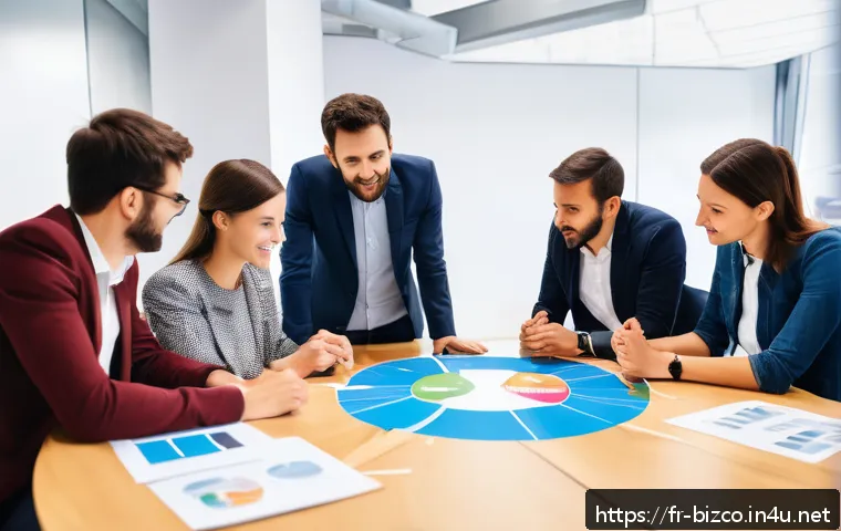 기업경영지도사 이론과 실무 통합 학습법 - A modern French office environment with diverse teams engaged in an agile workflow: employees collab...